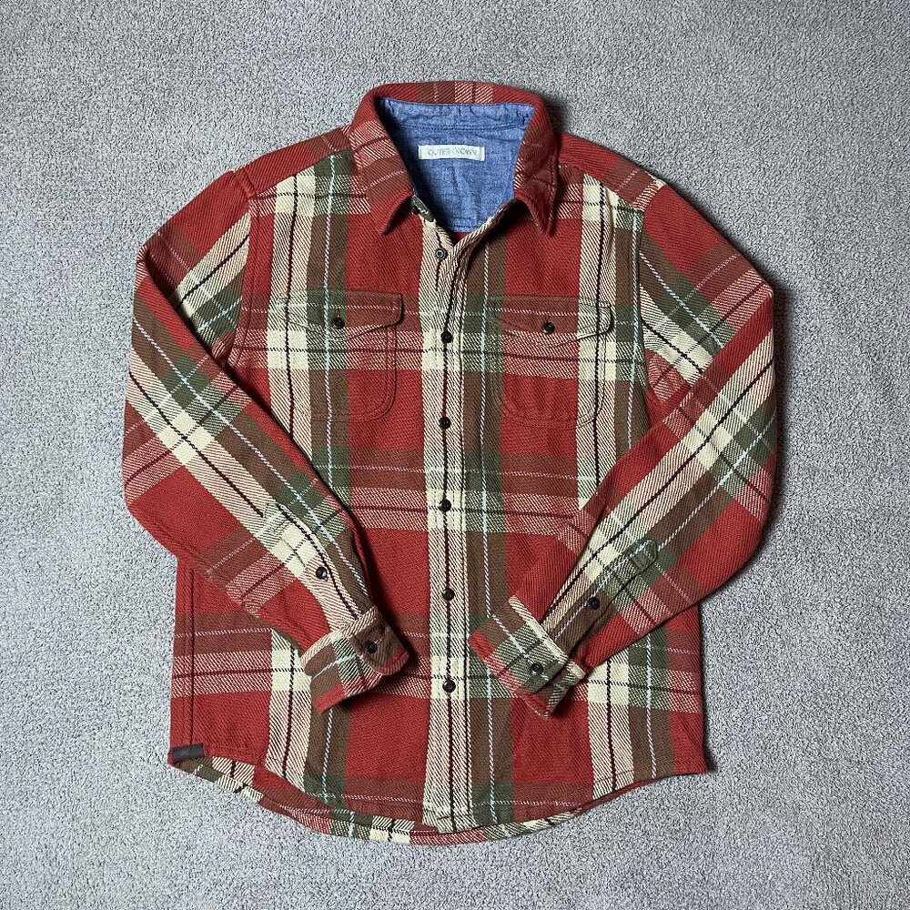 Outerknown Blanket Shirt Plaid Flannel Button Front Organic Cotton Men's Small